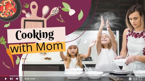 Cooking with mom youtube template vector