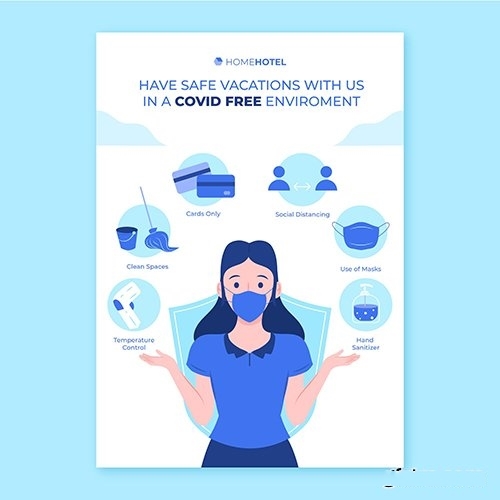 Coronavirus prevention poster template hotels vector