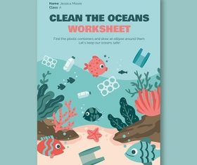 Creative ocean environment worksheet flyer vector