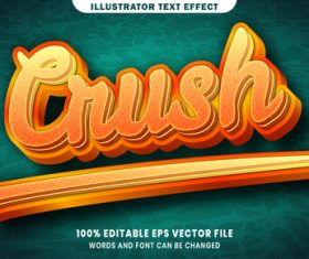 Crush 3d editable text style effect vector