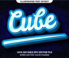 Cube 3d editable text style effect vector