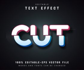 Cut text effect editable vector
