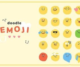 Cute doodle emoticon vector pack journal sticker