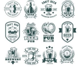 Dark white Beer vector labels