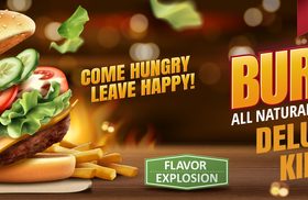 Delicious burger food advertisement vector