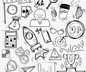 Doodles of aspiration and achievement symbols vector