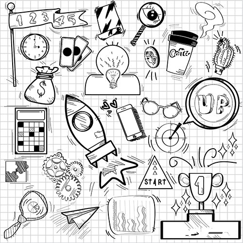Doodles of aspiration and achievement symbols vector