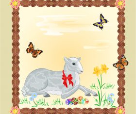Easter Lamb frame vector