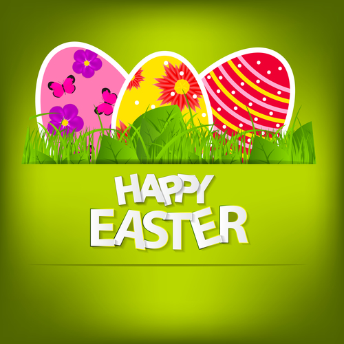 Easter eggs in the grass vector