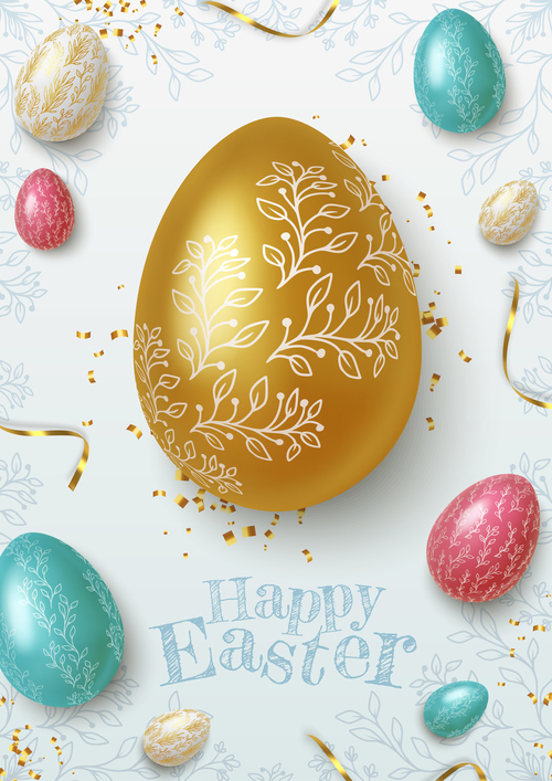 Easter eggs vector painted with different patterns
