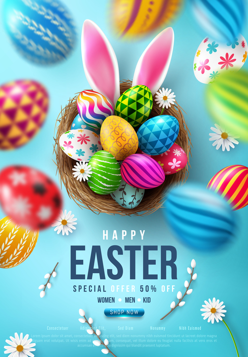 Easter poster flyer vector