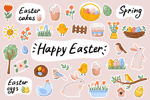Easter sticker vector