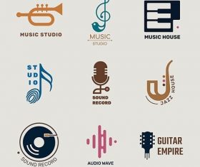 Editable flat music vector logo design set