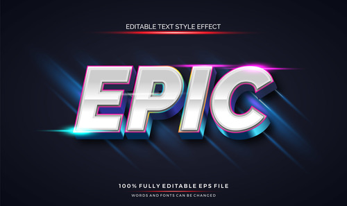 Epic editable text effect vector