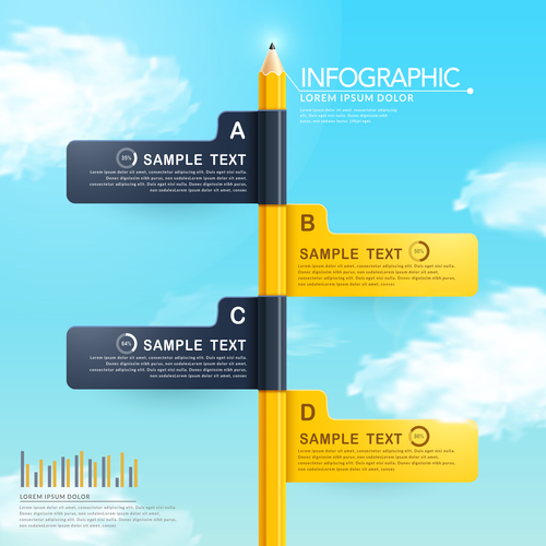 Erected pencil infographic concept vector