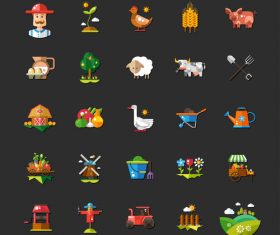Farm modern vector flat design icons