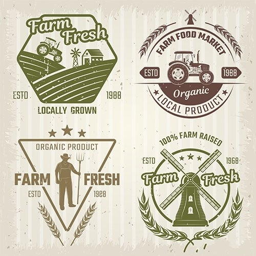 Farm retro style logos vector
