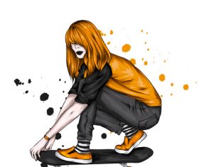 Fashion girl skateboarding vector