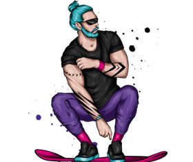 Fashion skateboarding man vector