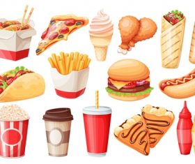 Fast food icons for design vector