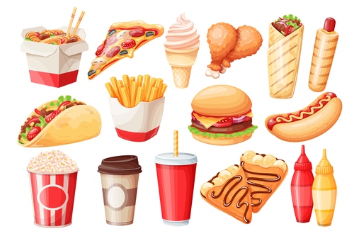 Fast food icons for design vector