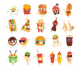 Fast food vector set of characters