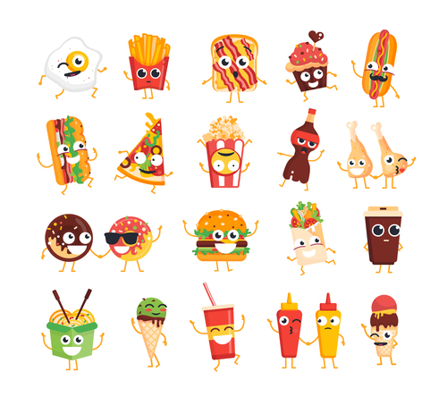 Fast food vector set of characters