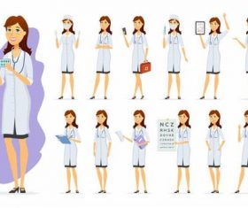 Female doctor and female nurse cartoon vector
