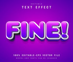 Fine text purple cartoon text effect vector