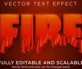 Fire 3d effect text design vector