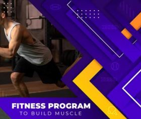 Fitness program youtube template vector