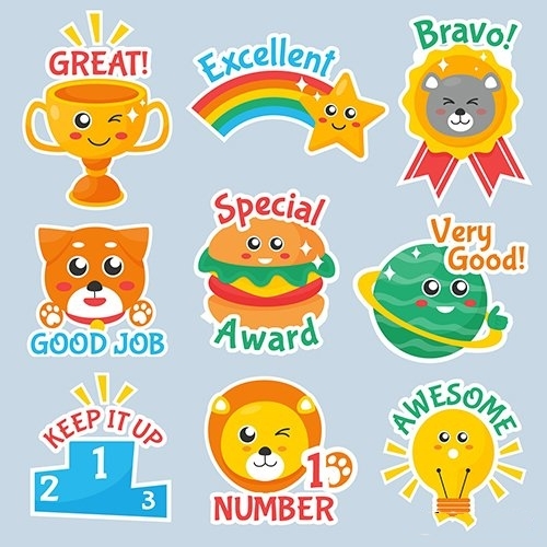 Flat good job and great job stickers vector free download