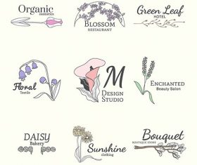 Floral feminine logo design set vector