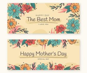 Floral mothers day banners set vector