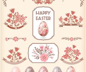 Flower and egg easter element card vector