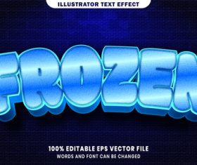 Frozen 3d editable text style effect vector