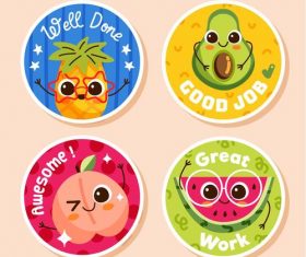 Fruit stickers cartoon collection vector