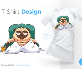 Funny dog cartoon t-shirt design element vector