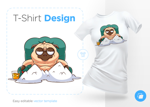 Funny dog cartoon t-shirt design element vector