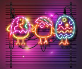 Funny neon egg easter vector