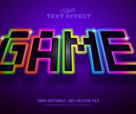 Game 3d effect text design vector
