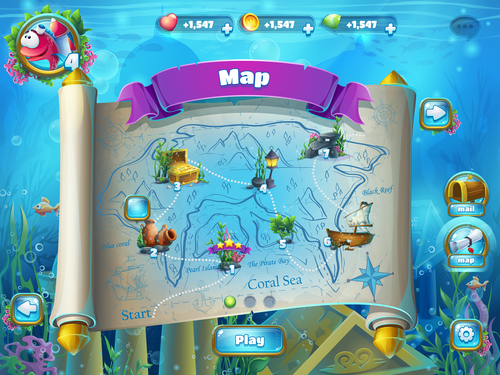 Game map interface design vector