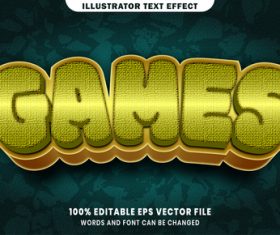 Games 3d editable text style effect vector