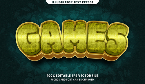 Games 3d editable text style effect vector