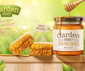 Garden honey promotional flyer vector