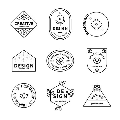 Geometric shaped badge collection vector