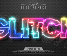 Glitch editable text effect vector