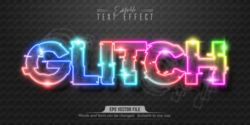 Glitch editable text effect vector