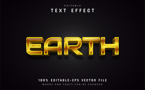 Gold earth text effect vector