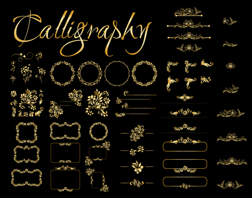 Golden Calligraphic Elements vector